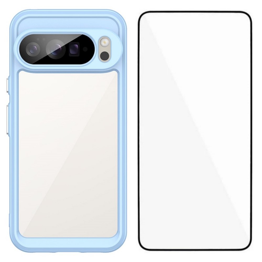 For Google Pixel 10 Pro XL Back Cover WANLONFENG XC Series TPU Acrylic Phone Case with Tempered Glass Film - Blue