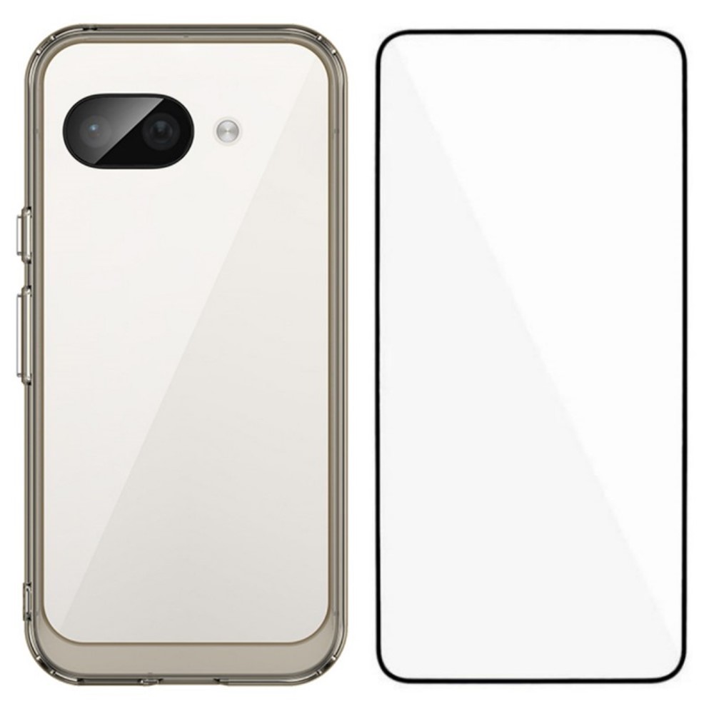 For Google Pixel 9a Back Cover WANLONFENG XC Series TPU Acrylic Phone Case with Tempered Glass Film - Transparent Grey