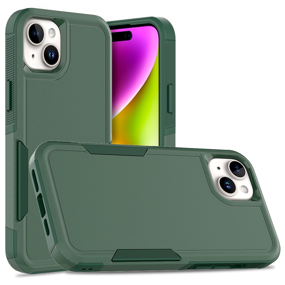 Bulk Purchasing For iPhone 15 Case 2 in 1 PC + TPU Shockproof Phone Cover - Dark Green