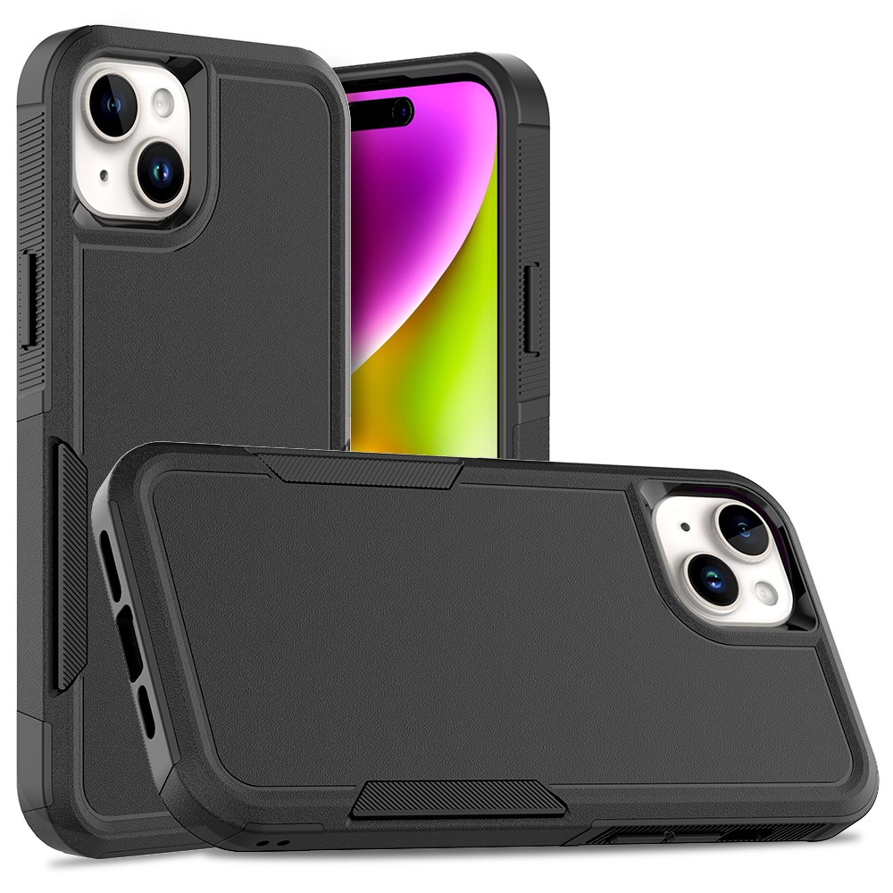 Bulk Purchasing For iPhone 15 Case 2 in 1 PC + TPU Shockproof Phone Cover - Black