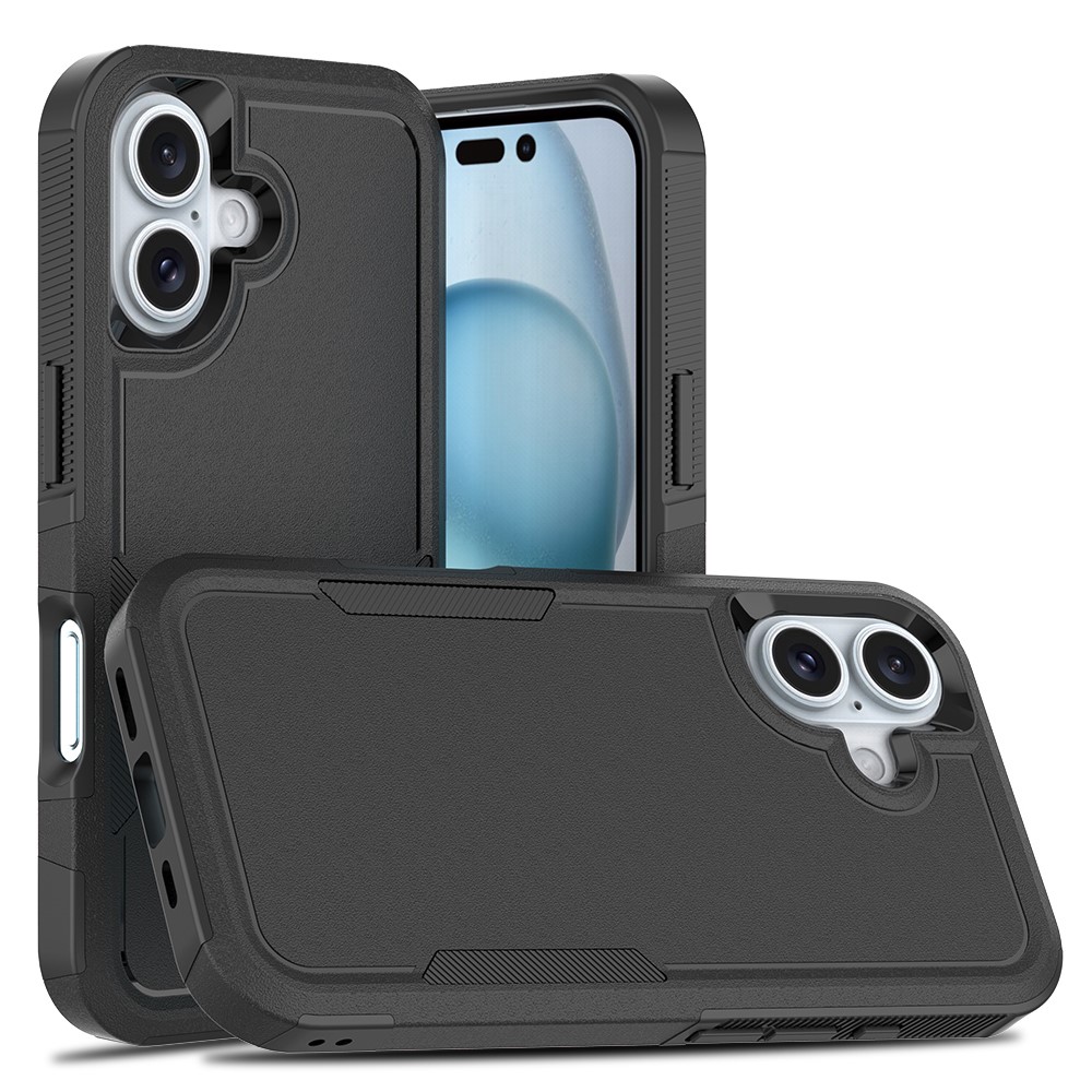 Bulk Purchasing For iPhone 16 Plus Case 2 in 1 PC + TPU Shockproof Phone Cover - Black