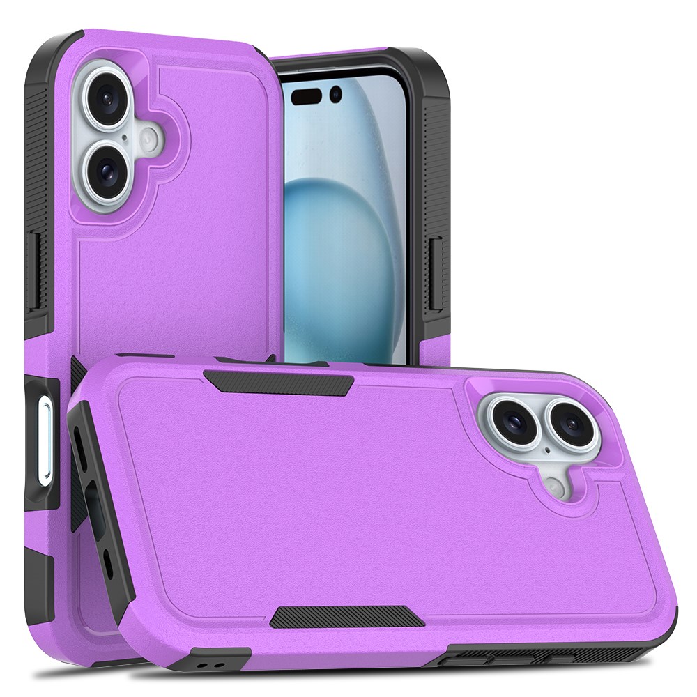 Bulk Purchasing For iPhone 16 Plus Case 2 in 1 PC + TPU Shockproof Phone Cover - Purple