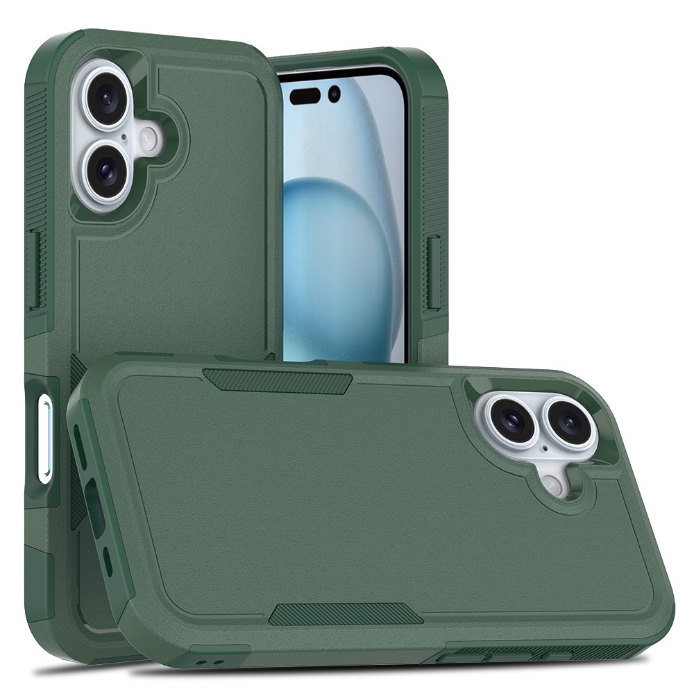Bulk Purchasing For iPhone 16 Plus Case 2 in 1 PC + TPU Shockproof Phone Cover - Dark Green