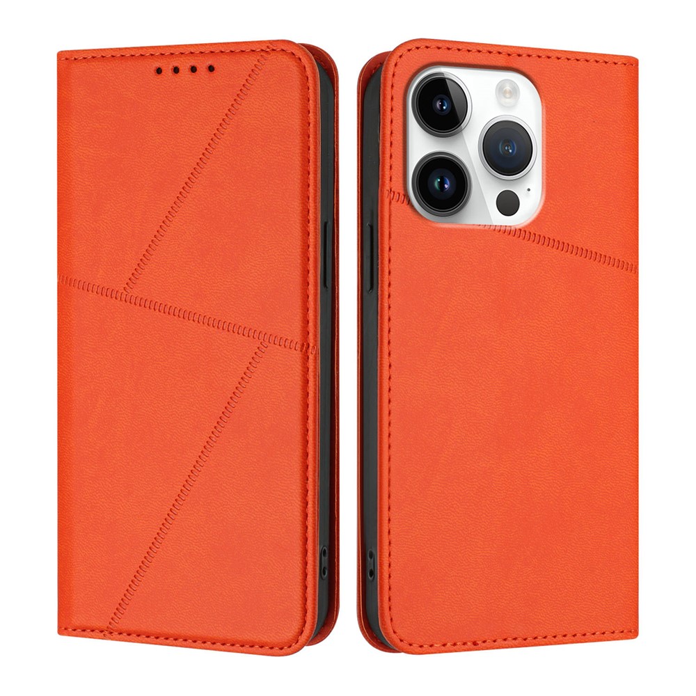For iPhone 16 Pro Wallet Case Magnetic Closure Leather Flip Phone Cover with Stand - Orange