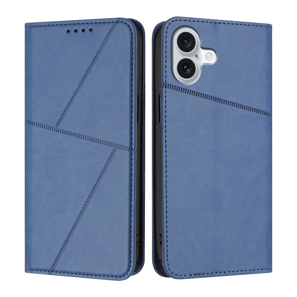 For iPhone 16 Plus Wallet Case Magnetic Closure Leather Flip Phone Cover with Stand - Royal Blue