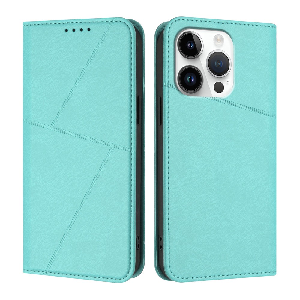 For iPhone 16 Pro Max Wallet Case Magnetic Closure Leather Flip Phone Cover with Stand - Light Blue
