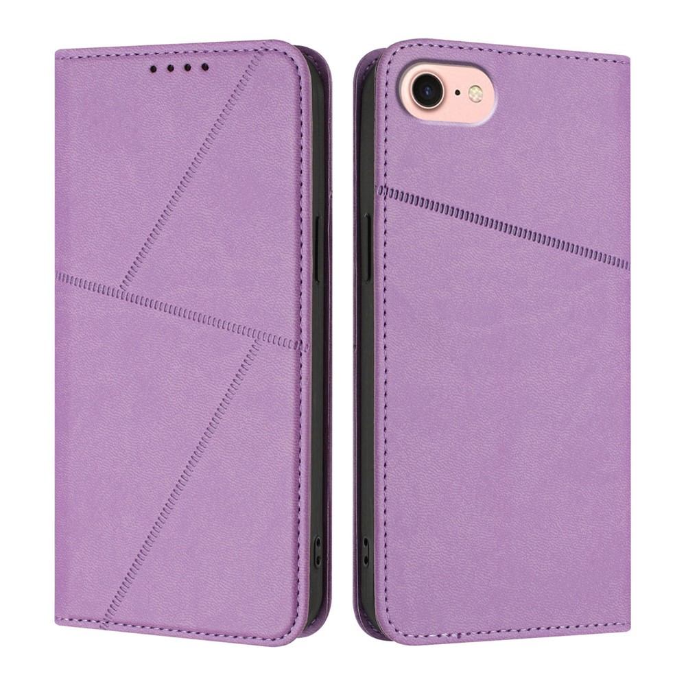 For iPhone 16e Wallet Case Magnetic Closure Leather Flip Phone Cover with Stand - Purple