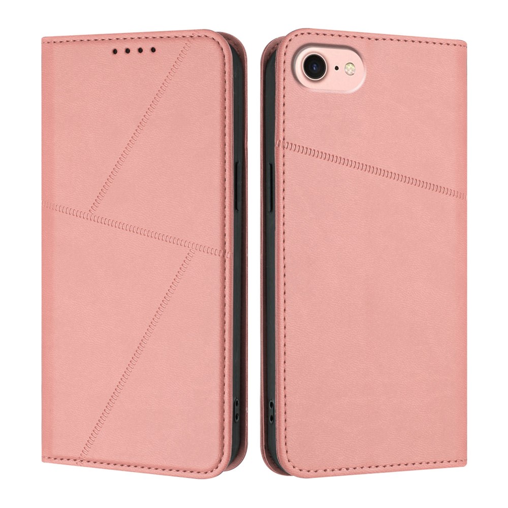 For iPhone 16e Wallet Case Magnetic Closure Leather Flip Phone Cover with Stand - Pink