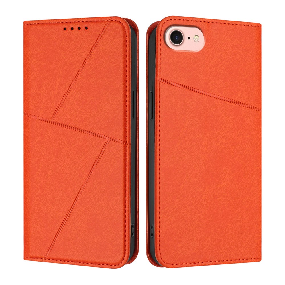 For iPhone 16e Wallet Case Magnetic Closure Leather Flip Phone Cover with Stand - Orange