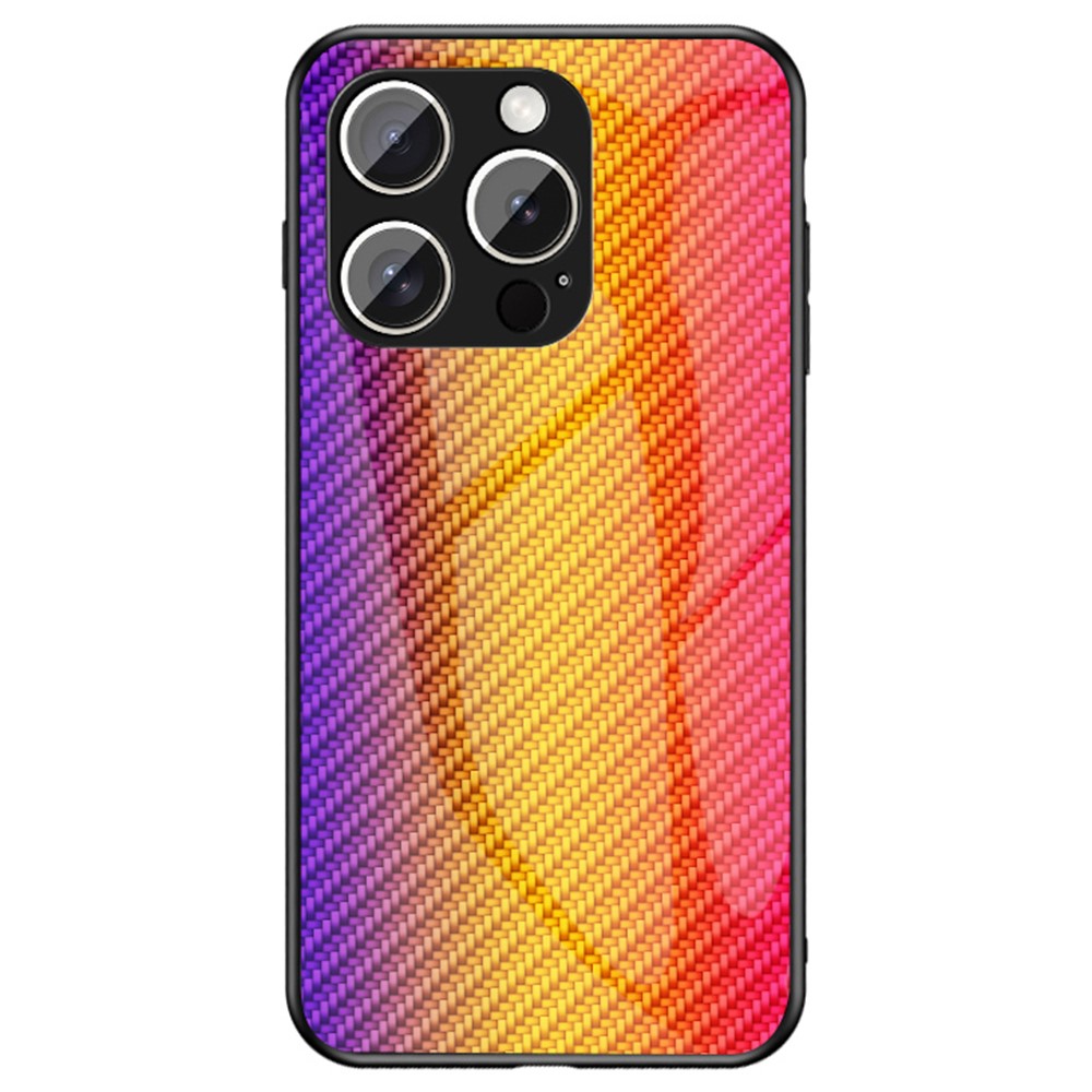 For iPhone 16 Pro Max Case Tempered Glass Shockproof Phone Cover - Golden Fiber