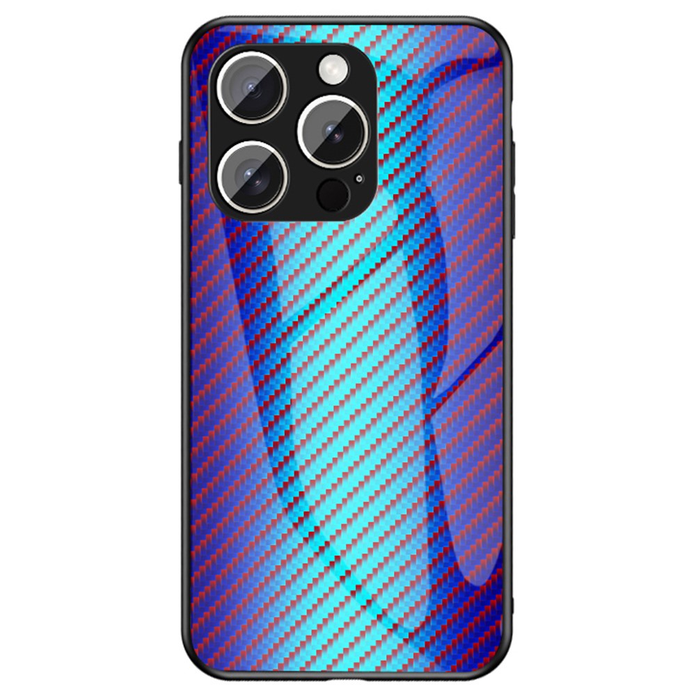 For iPhone 16 Pro Max Case Tempered Glass Shockproof Phone Cover - Blue Fiber