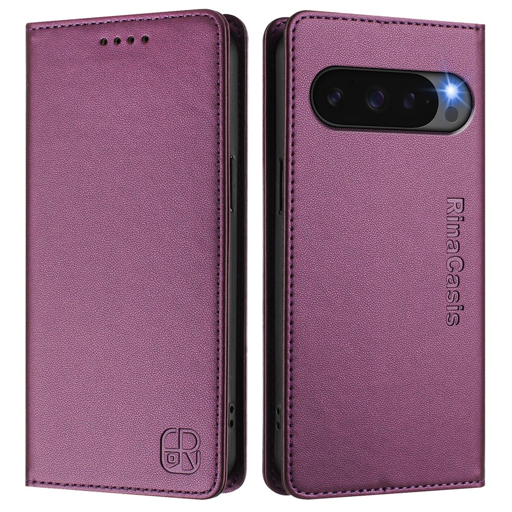 For Google Pixel 10 Pro / 10 / 9 Pro / 9 Leather Case RINACASIS RC01 Phone Cover with RFID Blocking Wallet Stand - Violet