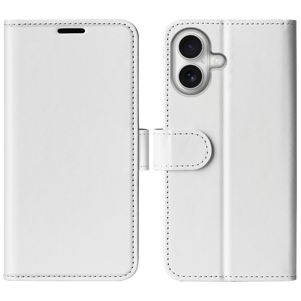 For iPhone 17 Case Crazy Horse Texture Stand Leather Phone Cover - White