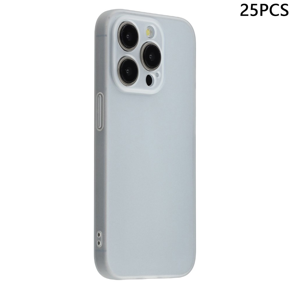 Bulk Purchasing 25Pcs For iPhone 14 Pro Case 1.2mm TPU Matte Phone Cover - Transparent White