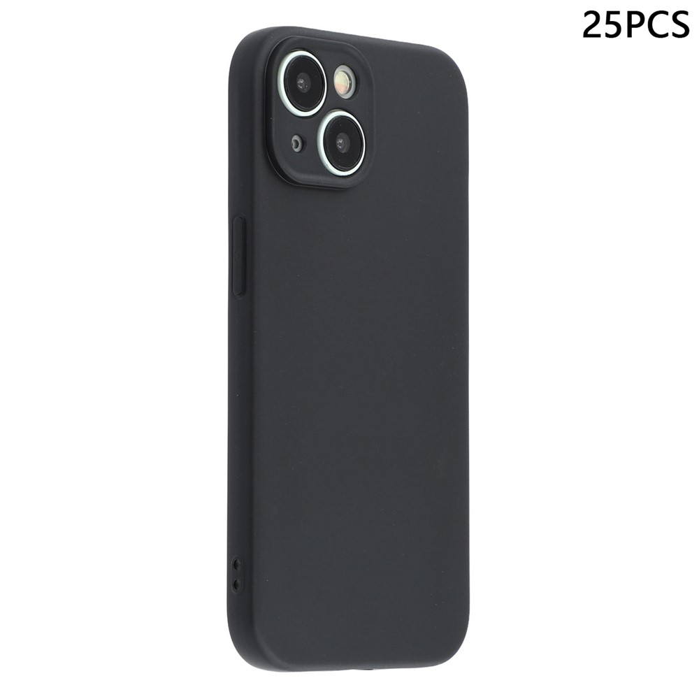Bulk Purchasing 25Pcs For iPhone 15 Plus Case 1.2mm TPU Matte Phone Cover - Black