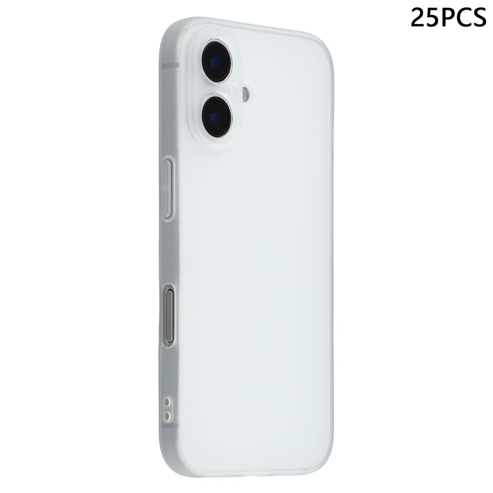 Bulk Purchasing 25Pcs For iPhone 16 Plus Case 1.2mm TPU Matte Phone Cover - Transparent White