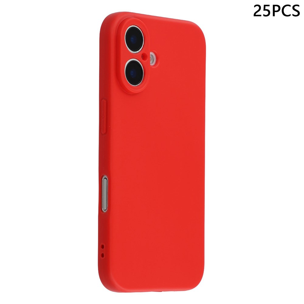 Bulk Purchasing 25Pcs For iPhone 16 Plus Case 1.2mm TPU Matte Phone Cover - Red