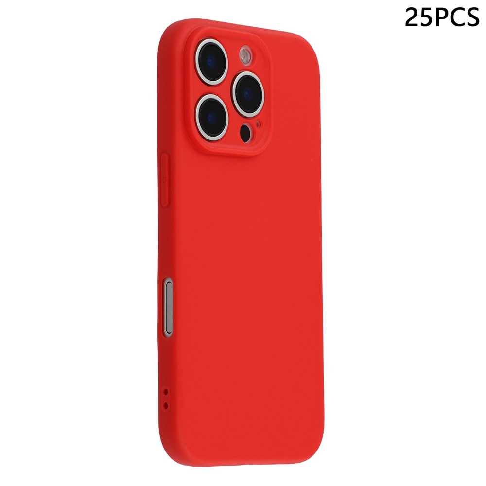 Bulk Purchasing 25Pcs For iPhone 16 Pro Max Case 1.2mm TPU Matte Phone Cover - Red