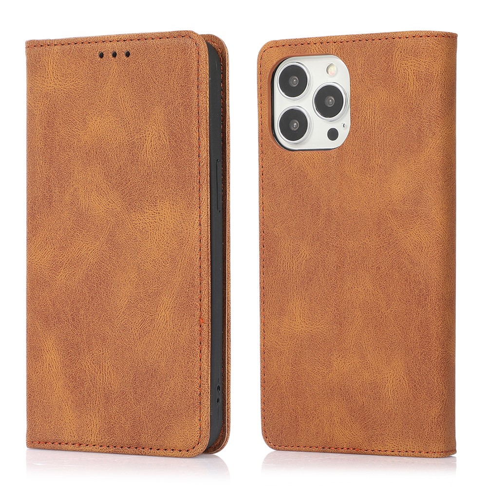 For iPhone 16 Pro Max Case Wallet Magnetic Closing Leather Flip Phone Cover - Brown
