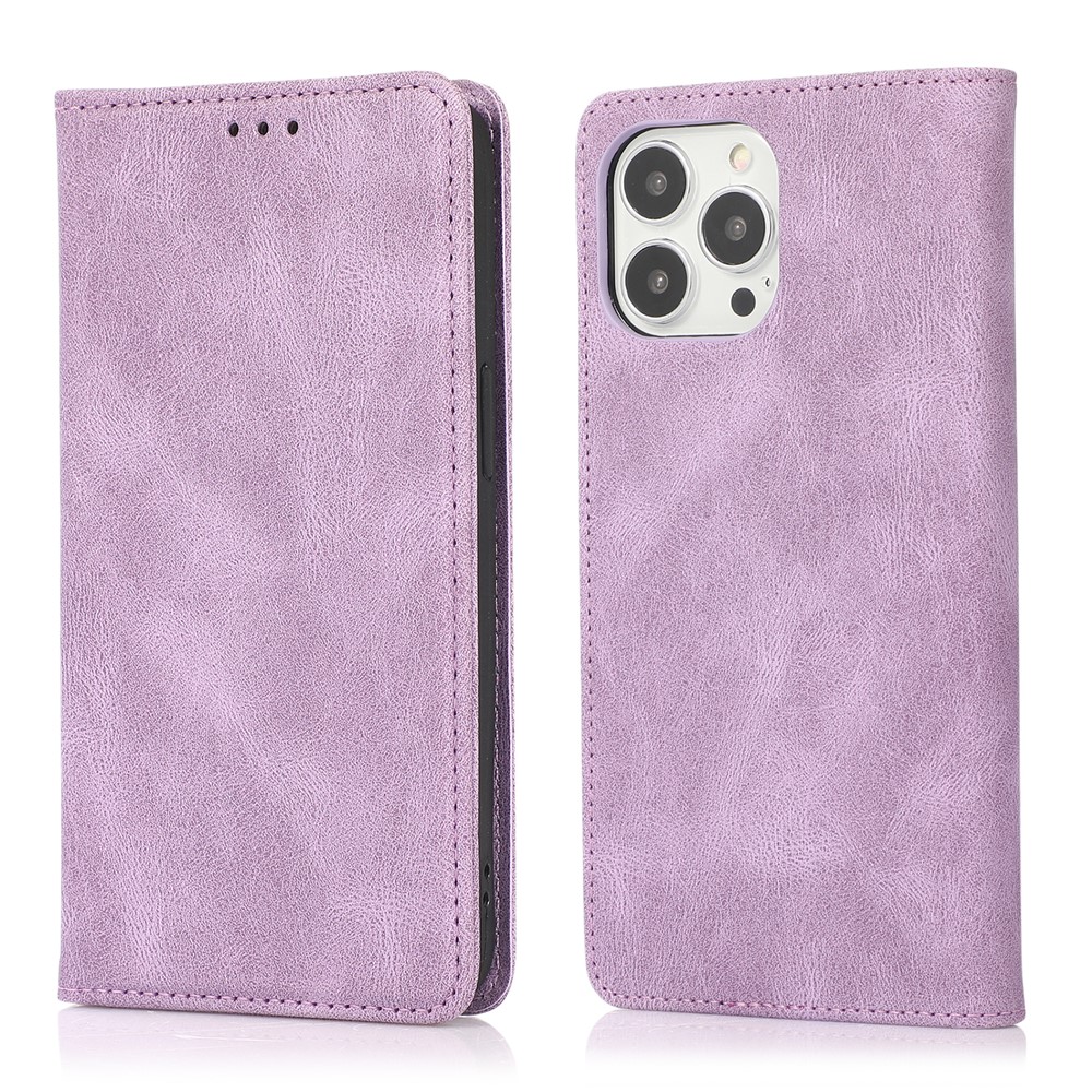 For iPhone 16 Pro Max Case Wallet Magnetic Closing Leather Flip Phone Cover - Purple