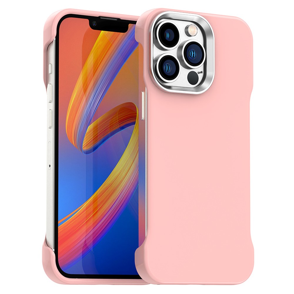 For iPhone 13 Pro Magnetic Case Frameless Ultra Thin TPU + PET Phone Cover Reinforced Corners - Pink