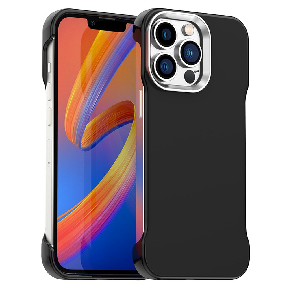 For iPhone 13 Pro Magnetic Case Frameless Ultra Thin TPU + PET Phone Cover Reinforced Corners - Black