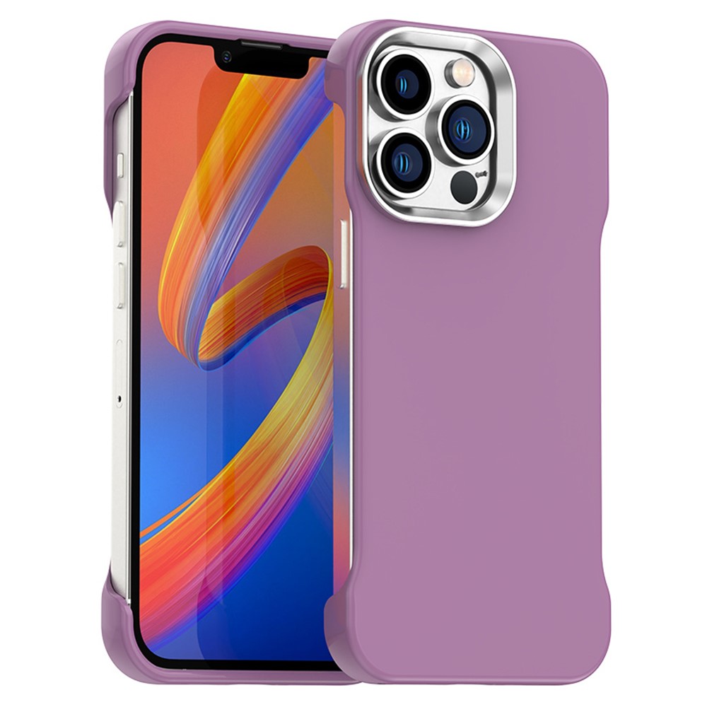 For iPhone 13 Pro Magnetic Case Frameless Ultra Thin TPU + PET Phone Cover Reinforced Corners - Purple