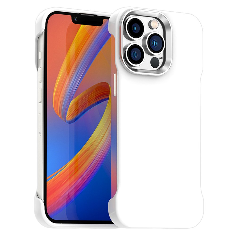 For iPhone 13 Pro Max Magnetic Case Frameless Ultra Thin TPU + PET Phone Cover Reinforced Corners - White