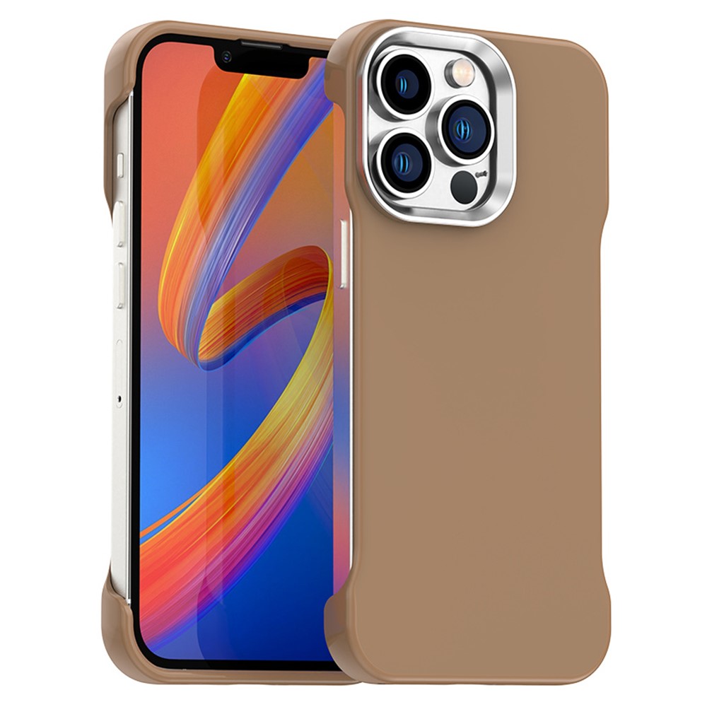 For iPhone 13 Pro Max Magnetic Case Frameless Ultra Thin TPU + PET Phone Cover Reinforced Corners - Brown