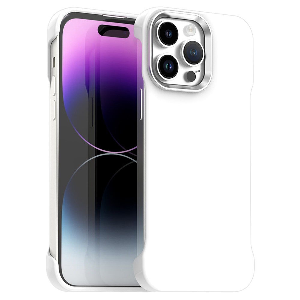 For iPhone 14 Pro Magnetic Case Frameless Ultra Thin TPU + PET Phone Cover Reinforced Corners - White