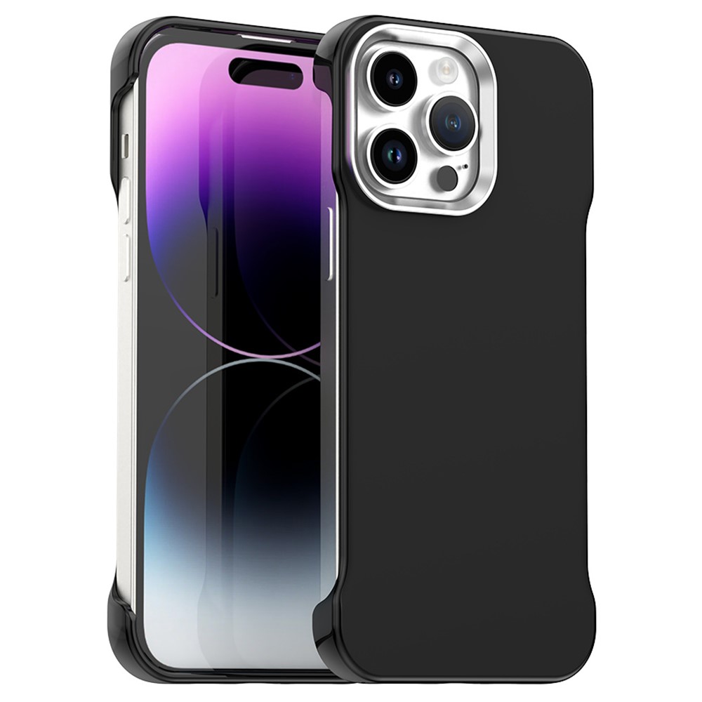 For iPhone 14 Pro Magnetic Case Frameless Ultra Thin TPU + PET Phone Cover Reinforced Corners - Black
