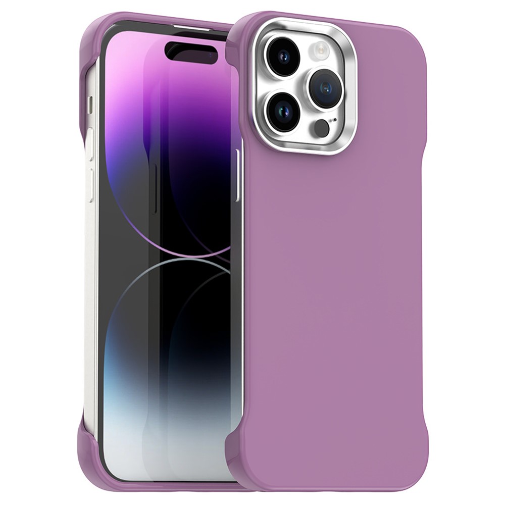 For iPhone 14 Pro Magnetic Case Frameless Ultra Thin TPU + PET Phone Cover Reinforced Corners - Purple