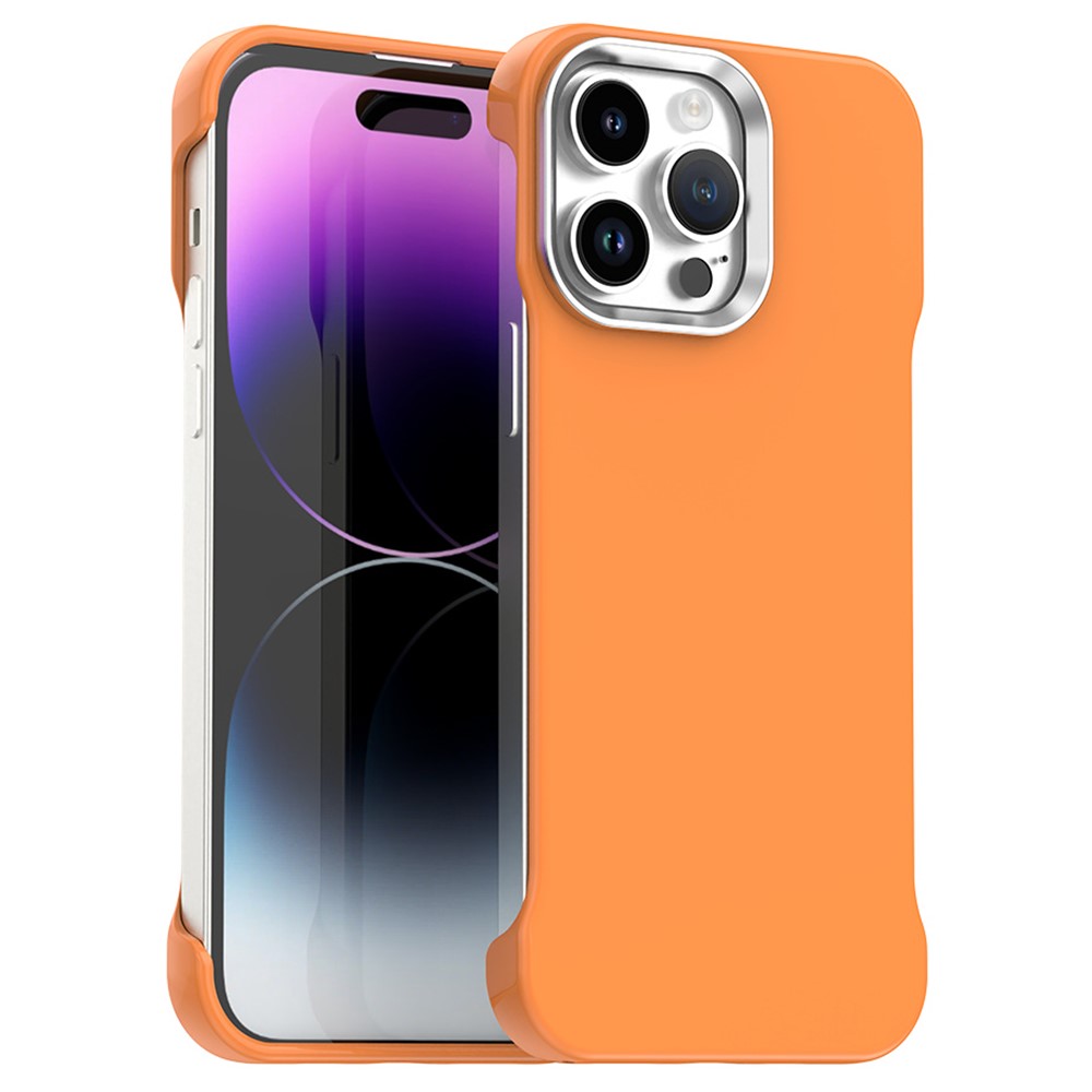 For iPhone 14 Pro Max Magnetic Case Frameless Ultra Thin TPU + PET Phone Cover Reinforced Corners - Orange