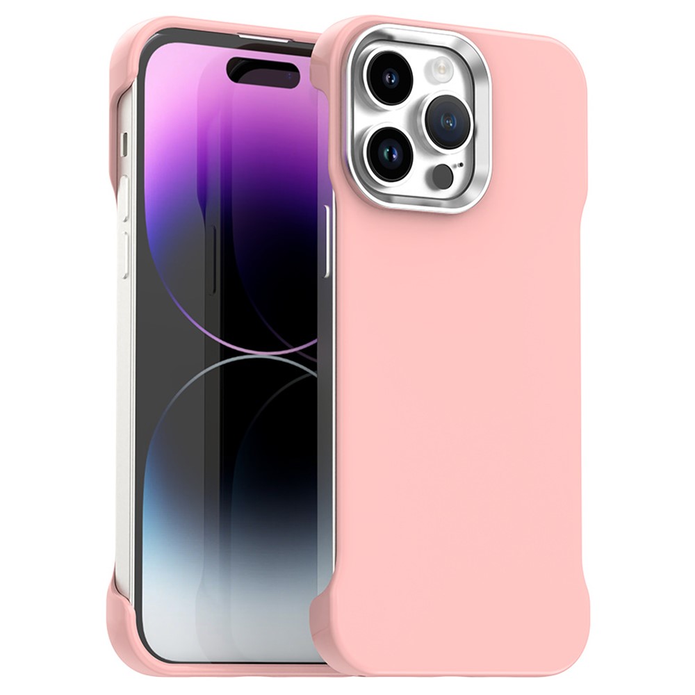 For iPhone 14 Pro Max Magnetic Case Frameless Ultra Thin TPU + PET Phone Cover Reinforced Corners - Pink