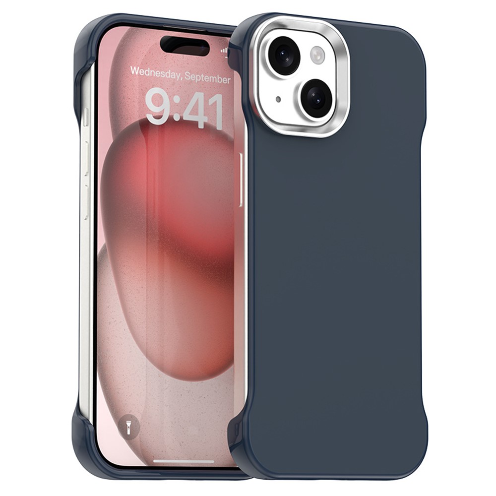 For iPhone 15 Magnetic Case Frameless Ultra Thin TPU + PET Phone Cover Reinforced Corners - Blue