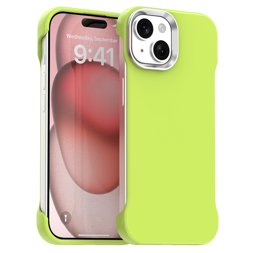 For iPhone 15 Magnetic Case Frameless Ultra Thin TPU + PET Phone Cover Reinforced Corners - Green