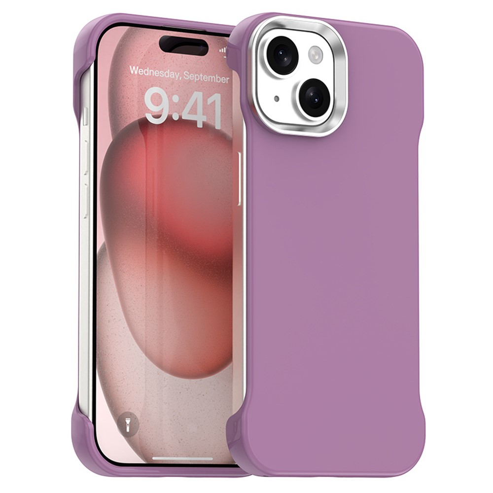 For iPhone 15 Plus / 14 Plus Magnetic Case Frameless Ultra Thin TPU + PET Phone Cover Reinforced Corners - Purple