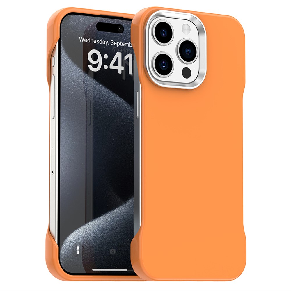 For iPhone 15 Pro Magnetic Case Frameless Ultra Thin TPU + PET Phone Cover Reinforced Corners - Orange