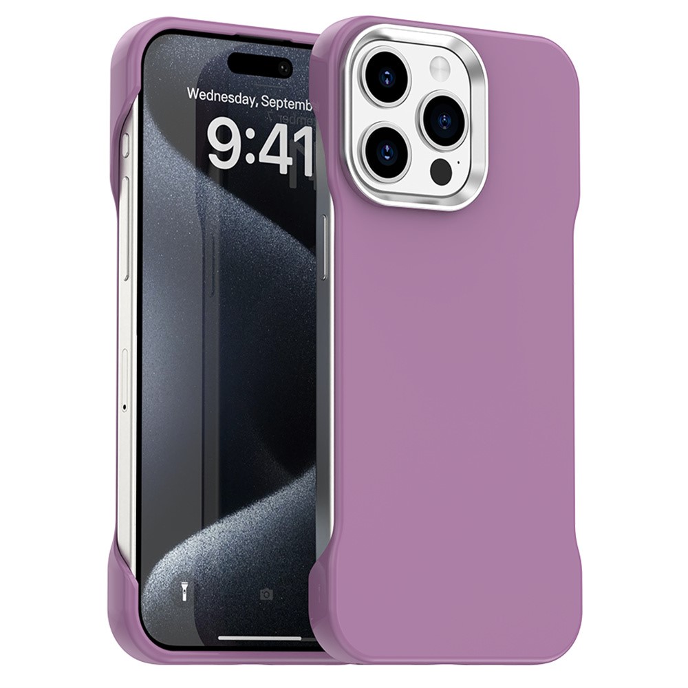 For iPhone 15 Pro Magnetic Case Frameless Ultra Thin TPU + PET Phone Cover Reinforced Corners - Purple
