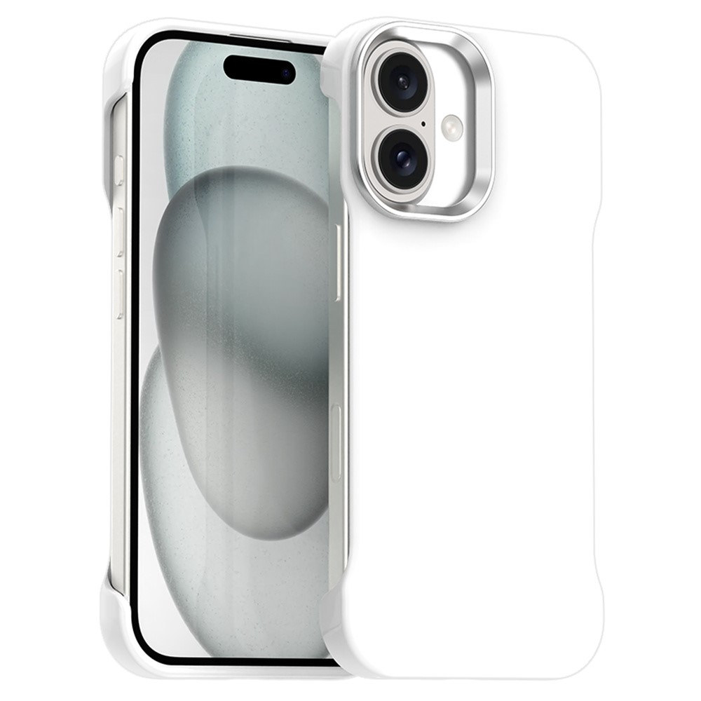 For iPhone 16 Plus Magnetic Case Frameless Ultra Thin TPU + PET Phone Cover Reinforced Corners - White