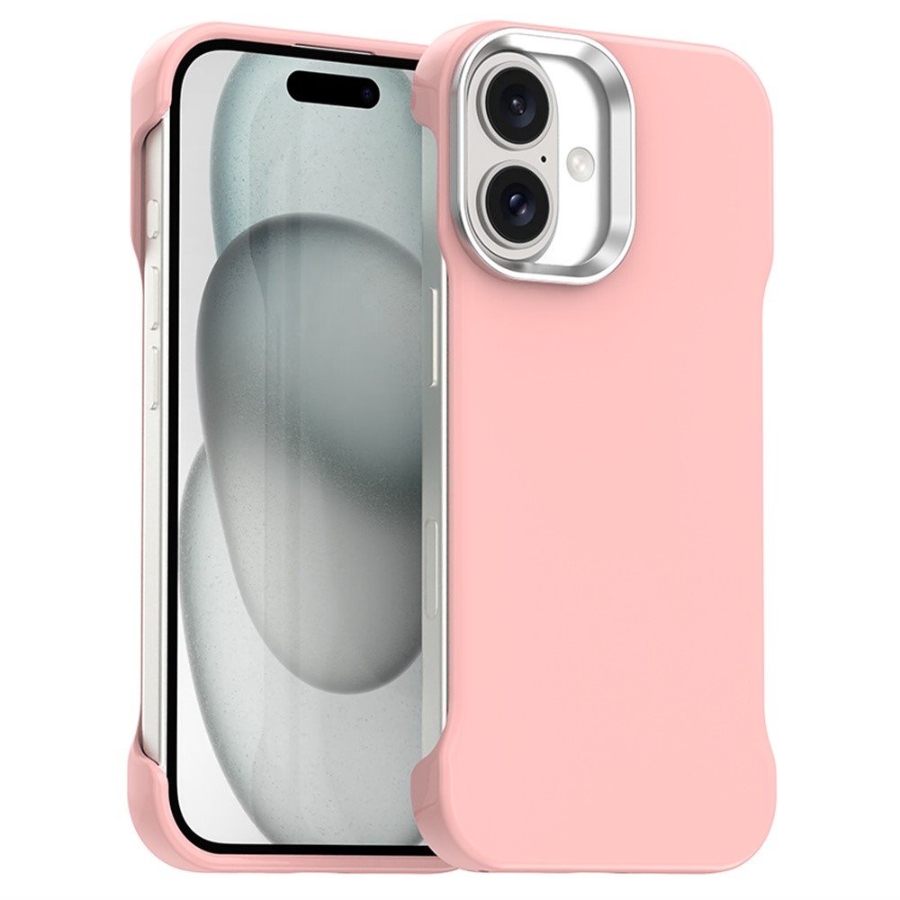 For iPhone 16 Plus Magnetic Case Frameless Ultra Thin TPU + PET Phone Cover Reinforced Corners - Pink