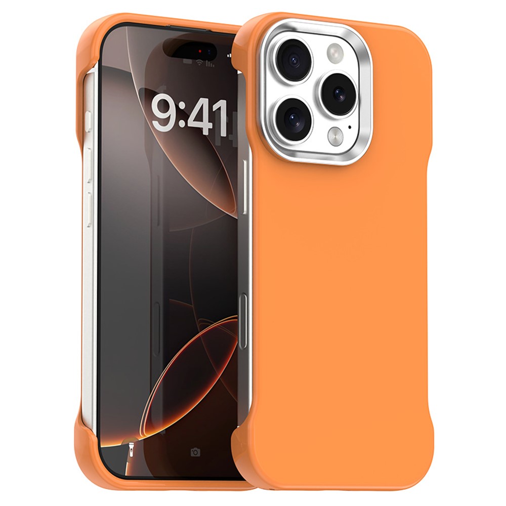 For iPhone 16 Pro Max Magnetic Case Frameless Ultra Thin TPU + PET Phone Cover Reinforced Corners - Orange