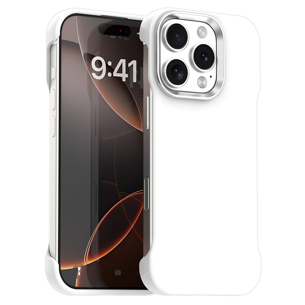 For iPhone 16 Pro Max Magnetic Case Frameless Ultra Thin TPU + PET Phone Cover Reinforced Corners - White