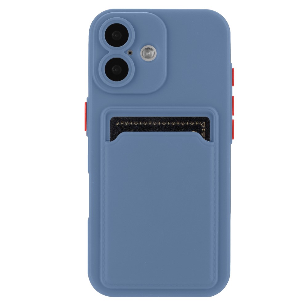 Bulk Purchasing For iPhone 16 Plus Case Flexible TPU Phone Cover with Back Card Slot - Grey Blue