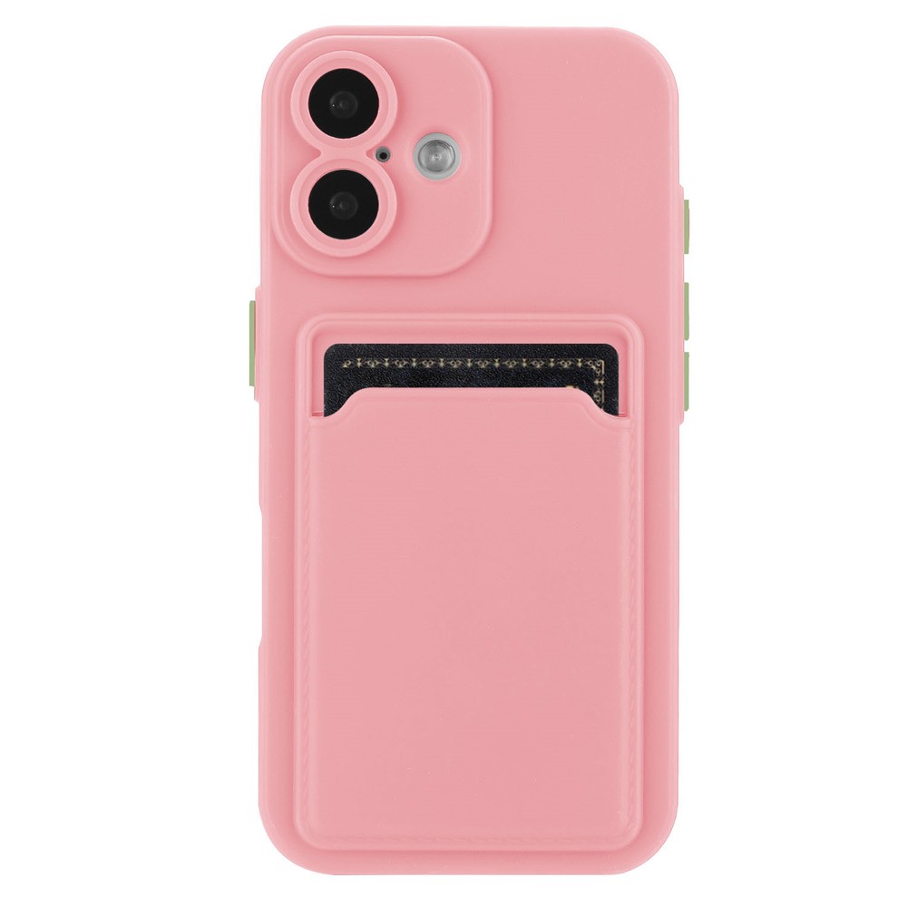 Bulk Purchasing For iPhone 16 Plus Case Flexible TPU Phone Cover with Back Card Slot - Pink