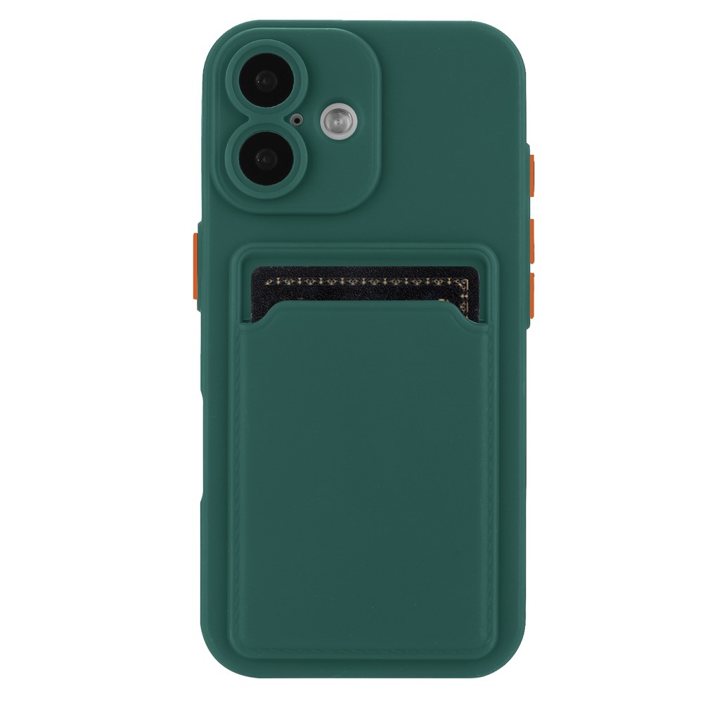 Bulk Purchasing For iPhone 16 Plus Case Flexible TPU Phone Cover with Back Card Slot - Midnight Green