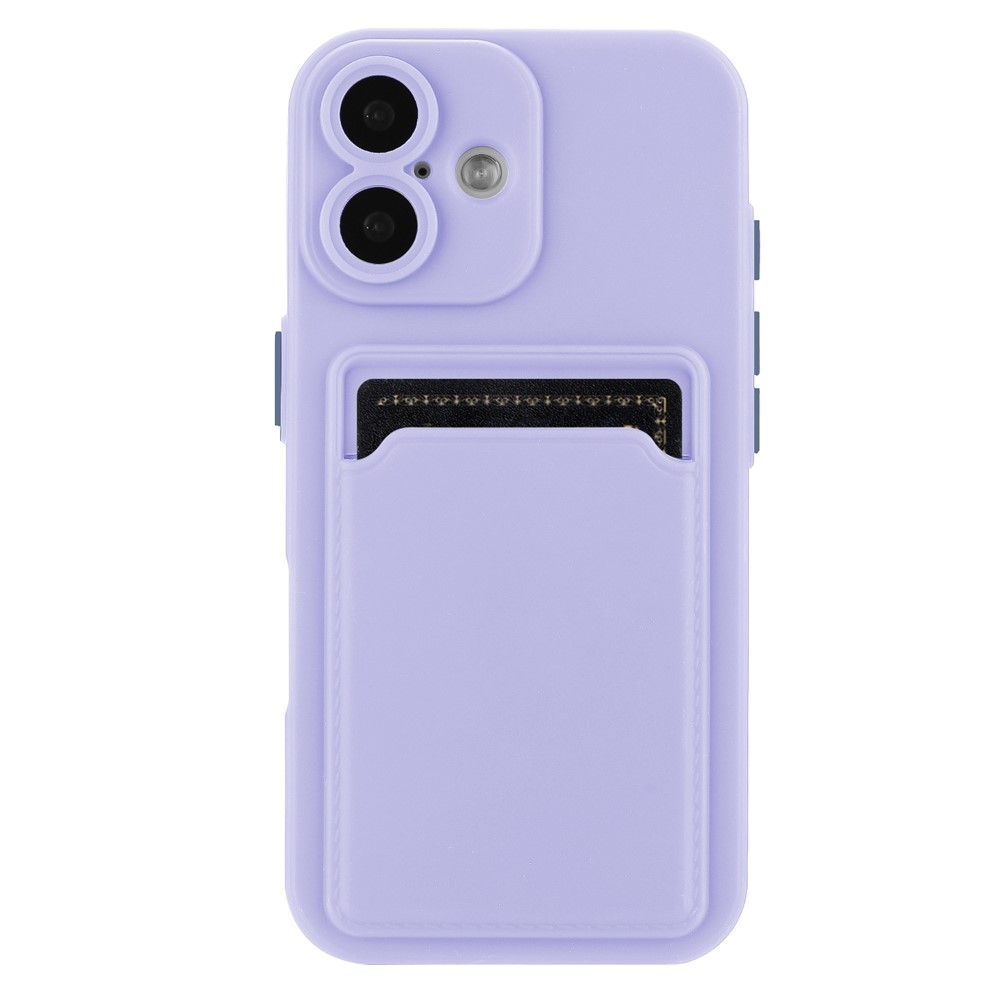 Bulk Purchasing For iPhone 16 Plus Case Flexible TPU Phone Cover with Back Card Slot - Purple