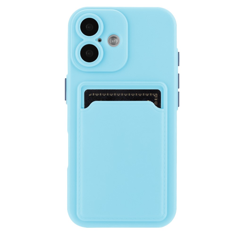 Bulk Purchasing For iPhone 16 Plus Case Flexible TPU Phone Cover with Back Card Slot - Sky Blue