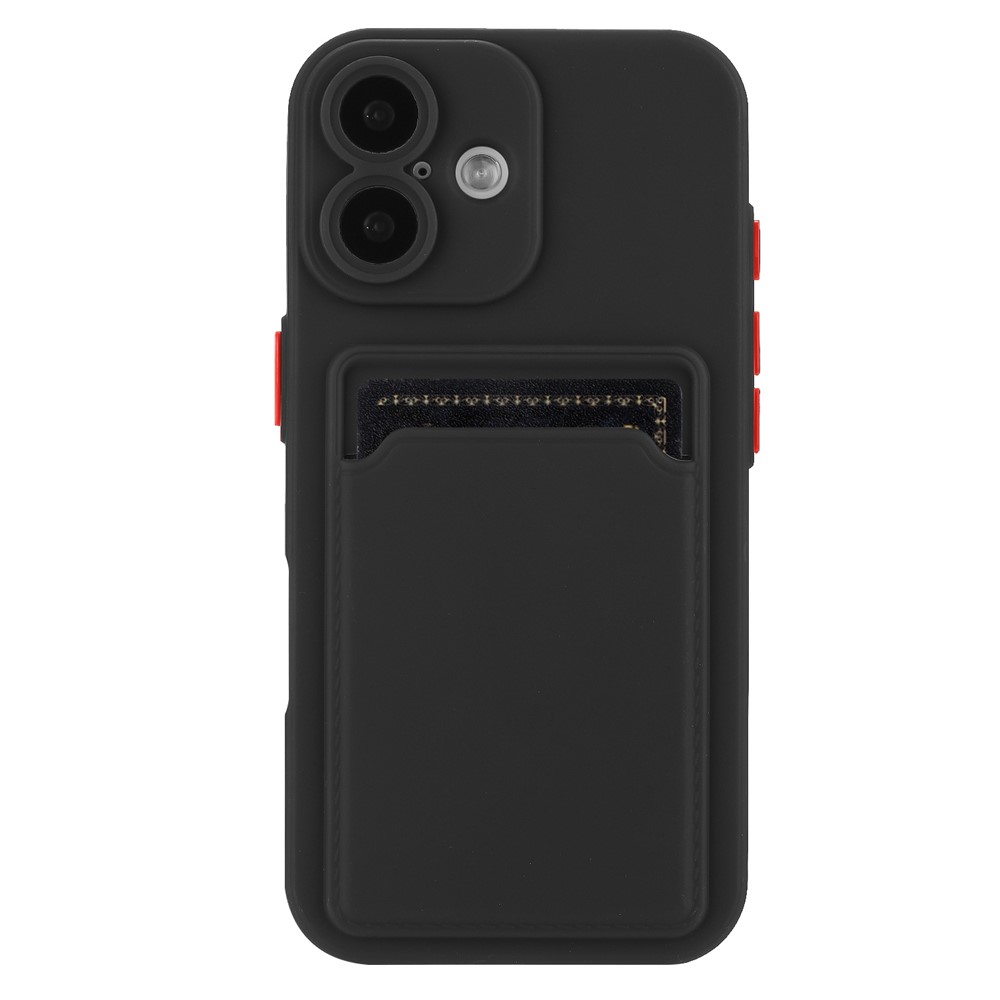 Bulk Purchasing For iPhone 16 Plus Case Flexible TPU Phone Cover with Back Card Slot - Black