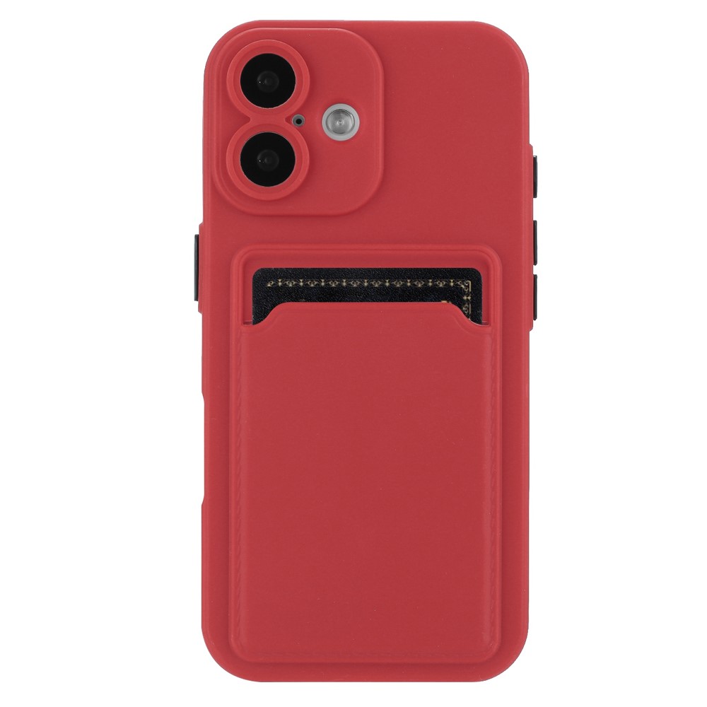 Bulk Purchasing For iPhone 16 Plus Case Flexible TPU Phone Cover with Back Card Slot - Hawthorn Red
